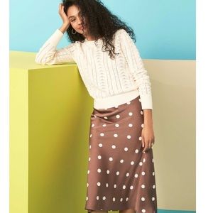 LOFT Polka Dot Midi Skirt NWT